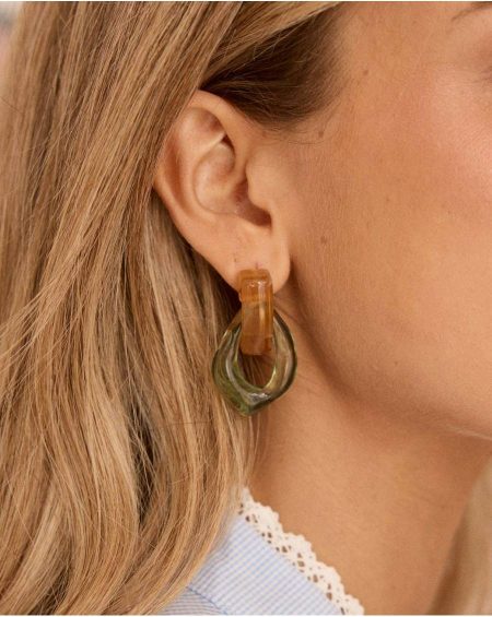 Acrea Drop Earrings Jewelry Women Emerald Green Polín Et Moi
