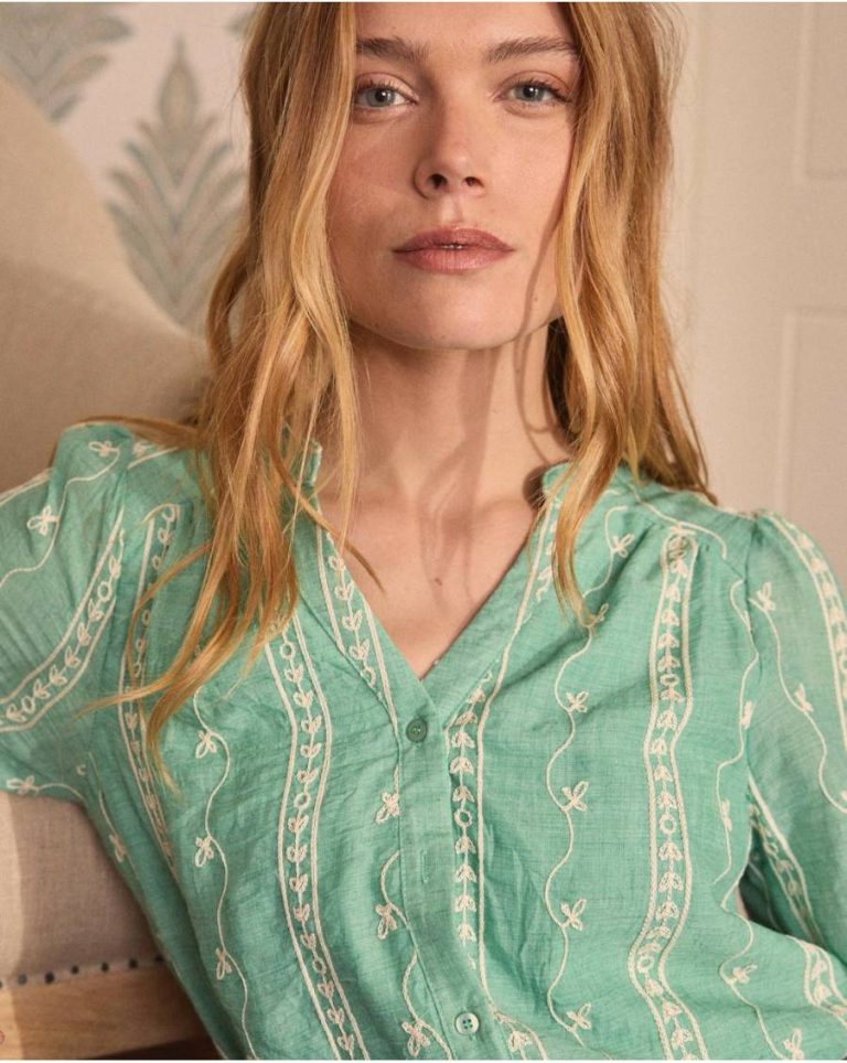 Amara Flowers Blouse Women Polín Et Moi Mint Blouses And Shirts - Image 2