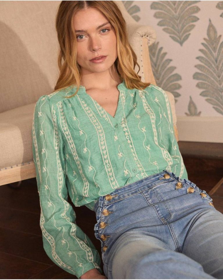 Amara Flowers Blouse Women Polín Et Moi Mint Blouses And Shirts - Image 3