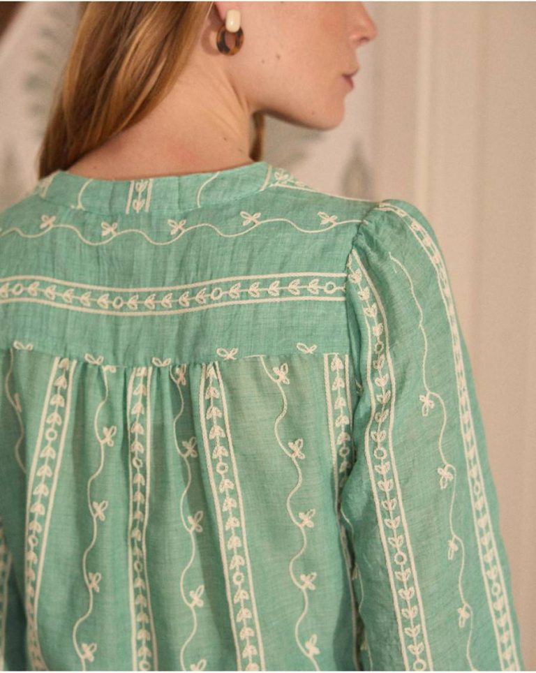 Amara Flowers Blouse Women Polín Et Moi Mint Blouses And Shirts - Image 5
