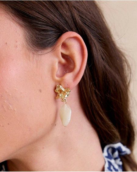 Amiens White Stone Earring Polín Et Moi Jewelry Women White
