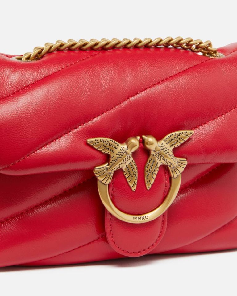 Baby Love Bag Puff Maxi Quilt Shoulder Bags Pinko Red-Antique Gold - Image 3