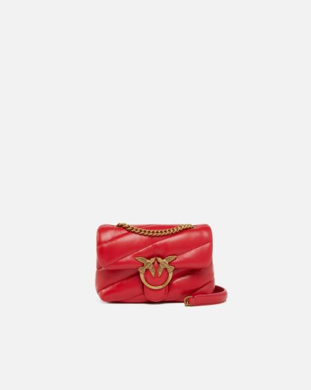 Baby Love Bag Puff Maxi Quilt Shoulder Bags Pinko Red-Antique Gold
