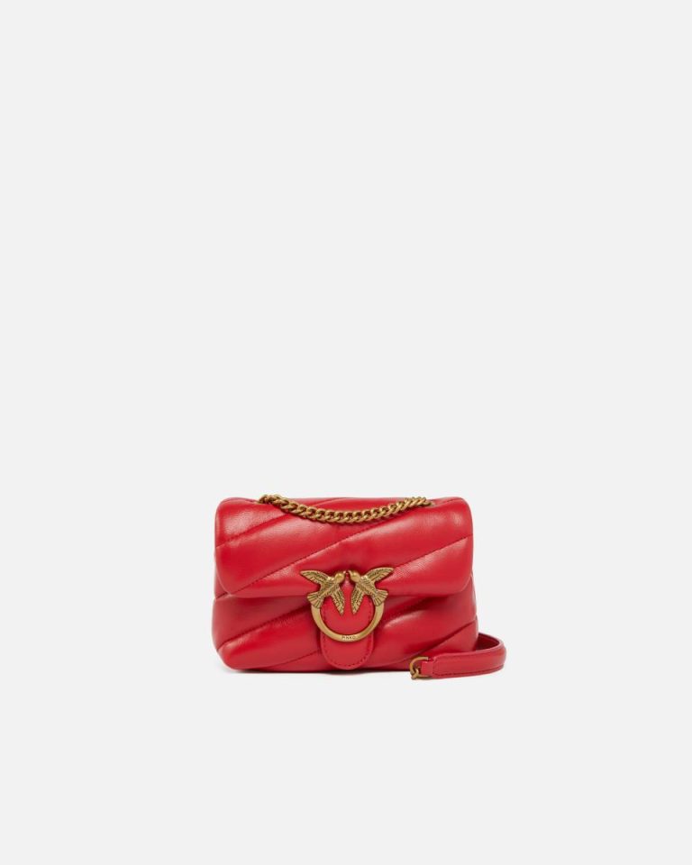 Baby Love Bag Puff Maxi Quilt Shoulder Bags Pinko Red-Antique Gold