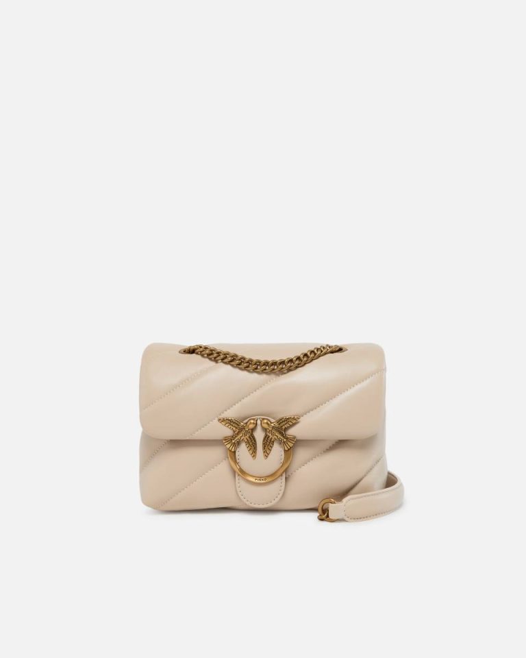 Beige-Smoke Grey-Antique Gold Mini Love Bag Puff Maxi Quilt Shoulder Bags Pinko
