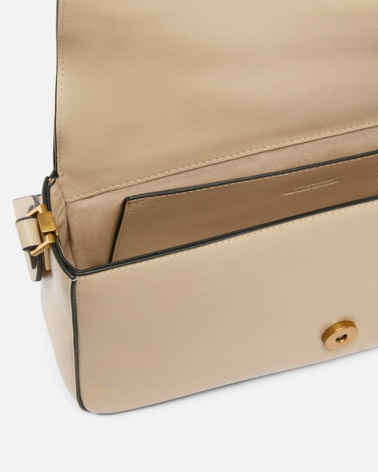 Beige-Smoke Grey-Antique Gold Shoulder Bags Pinko Soft Leather Love Bag Large Shoulder Bag - Image 4