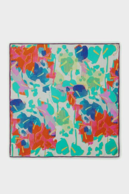 Beige/Turquoise/Fuchsia Ofelia 53 Silk Bandana Scarves Purificacion Garci Women