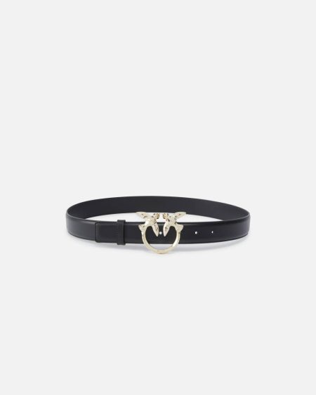 Belts Black-Light Gold Pinko Galleria 3-Cm Leather Belt With Birds Buckle