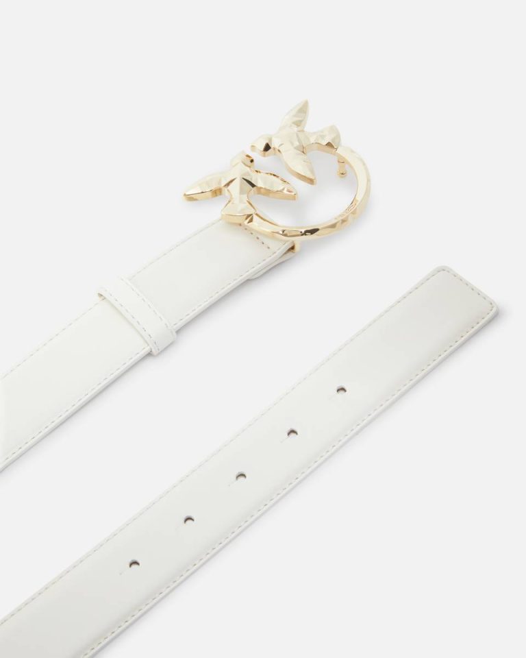 Belts Faded Sand Beige-Light Gold Pinko Galleria 3-Cm Leather Belt With Birds Buckle - Image 3