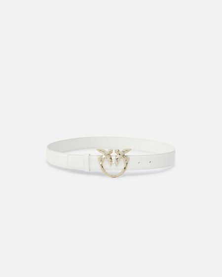 Belts Faded Sand Beige-Light Gold Pinko Galleria 3-Cm Leather Belt With Birds Buckle