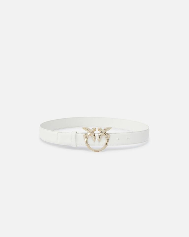 Belts Faded Sand Beige-Light Gold Pinko Galleria 3-Cm Leather Belt With Birds Buckle