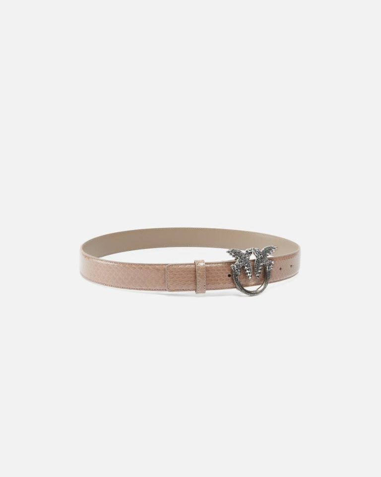 Belts Pinko Galleria 3-Cm Belt In Glossy Python Skin Lit Ash-Old Silver - Image 2