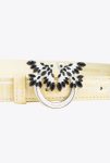 Belts Pinko Galleria Thin 2Cm Shiny Croc-Print Belt With Love Birds Buckle Hay-Light Gold - Image 2