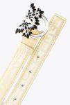 Belts Pinko Galleria Thin 2Cm Shiny Croc-Print Belt With Love Birds Buckle Hay-Light Gold - Image 4