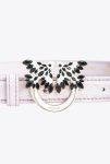 Belts Pinko Galleria Thin 2Cm Shiny Croc-Print Belt With Love Birds Buckle Lilac-Light Gold - Image 2