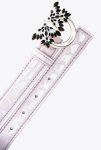 Belts Pinko Galleria Thin 2Cm Shiny Croc-Print Belt With Love Birds Buckle Lilac-Light Gold - Image 3