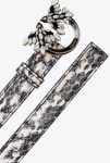 Belts White/Black-Light Gold Pinko Galleria Thin 2Cm Reptile-Print Belt With Love Birds Buckle - Image 3
