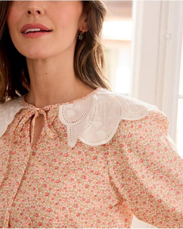Bibiana Neck Blouse Polín Et Moi Tops Salmon Women - Image 3
