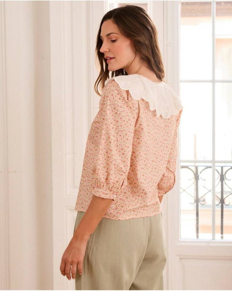 Bibiana Neck Blouse Polín Et Moi Tops Salmon Women - Image 4