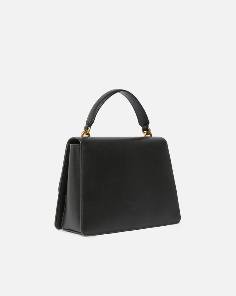 Black-Antique Gold Classic Love Bag One Top Handle Light Simply Handbags Pinko - Image 2