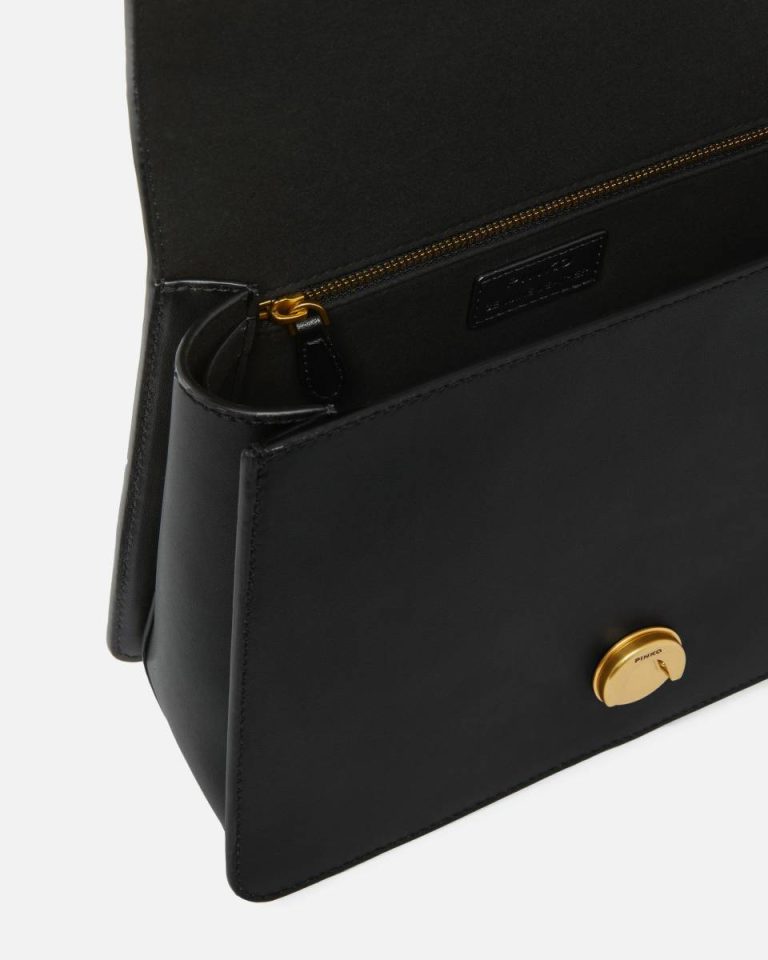 Black-Antique Gold Classic Love Bag One Top Handle Light Simply Handbags Pinko - Image 4