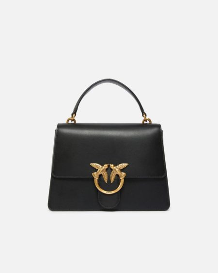 Black-Antique Gold Classic Love Bag One Top Handle Light Simply Handbags Pinko