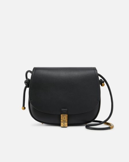 Black-Antique Gold Crossbody Bags Large Leather Crossbody Bag With Knots Pinko
