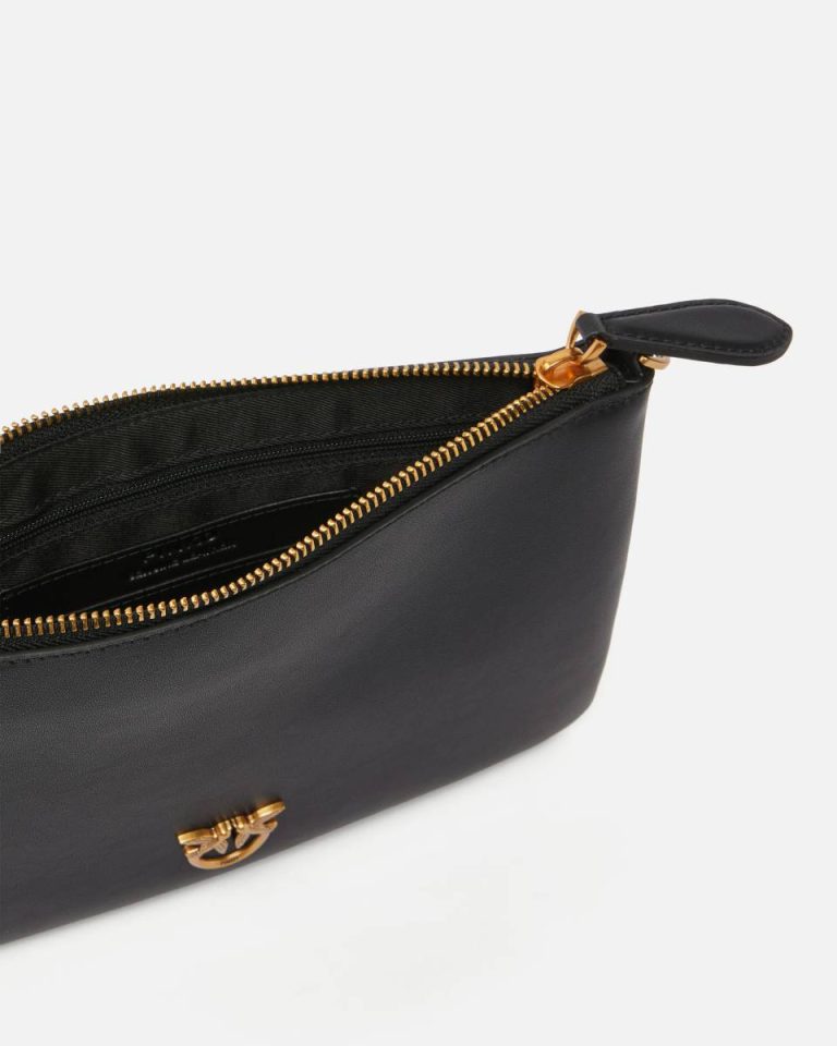 Black-Antique Gold Pinko Classic Flat Love Bag Simply Crossbody Bags - Image 4