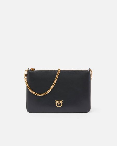 Black-Antique Gold Pinko Classic Flat Love Bag Simply Crossbody Bags