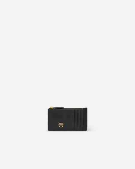 Black-Antique Gold Purses Pinko Zipped Chevron-Patterned Card Holder