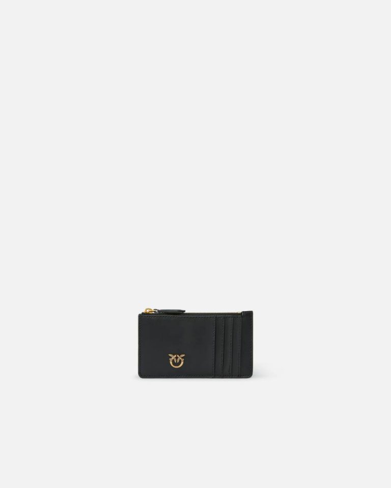 Black-Antique Gold Purses Pinko Zipped Chevron-Patterned Card Holder