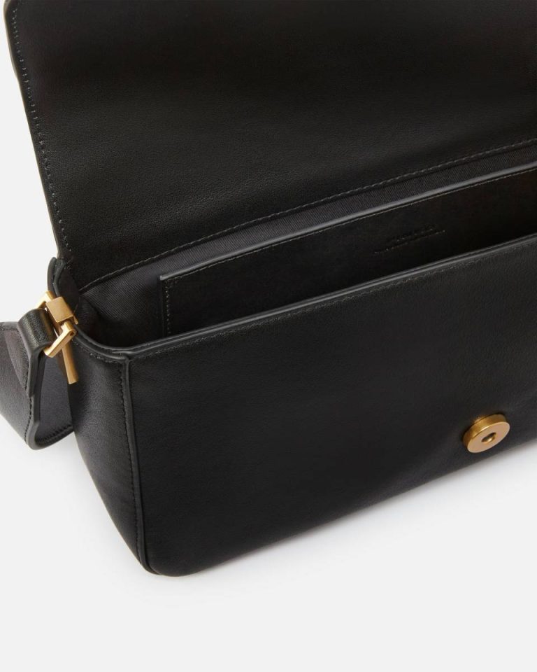 Black-Antique Gold Soft Leather Love Bag Large Shoulder Bag Shoulder Bags Pinko - Image 4