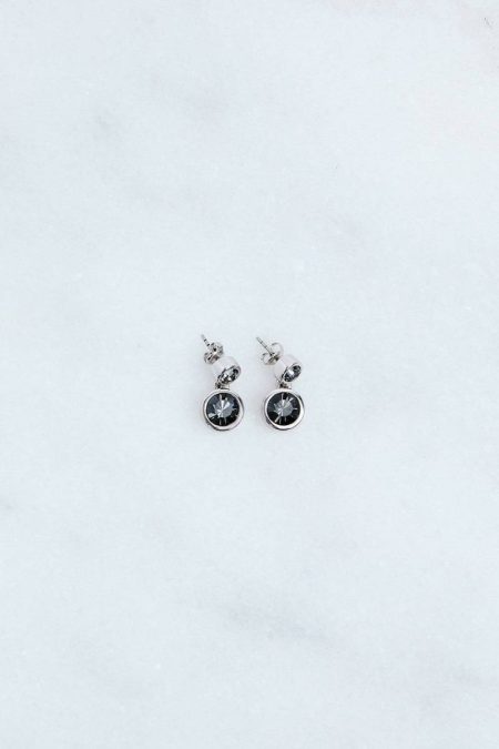 Black Jewelry Karen Millen Women Hand Set European Crystal Solitaire Drop Earrings