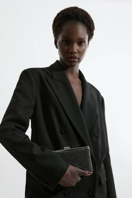 Black Karen Millen Embellished Box Clutch Women Tailoring