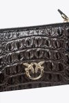 Black-Light Gold Pinko Galleria Croc-Print Card Holder Purses - Image 5