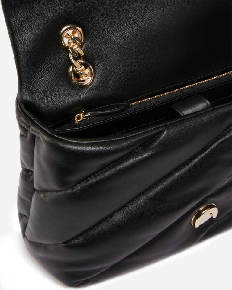 Black-Light Gold Quilted Love Bag Puff Shoulder Bag With Jewel Buckle Pinko Galleria Shoulder Bags - Image 4