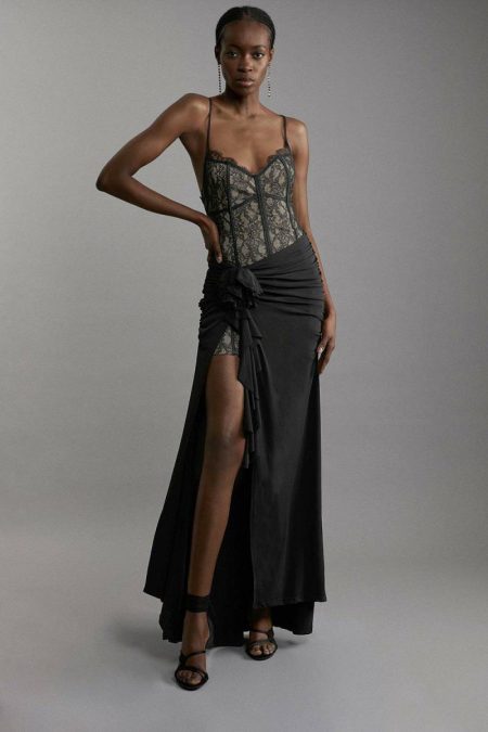 Black Maxi Dresses Women Lace And Jersey Crepe Maxi Dress Karen Millen