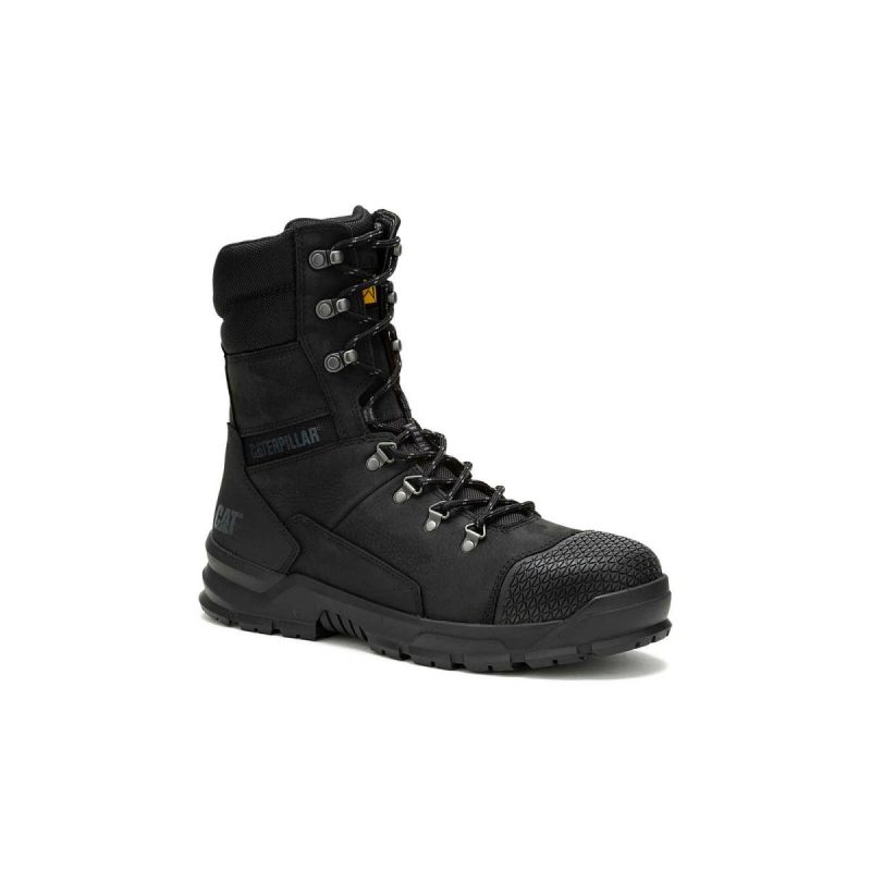 Black Men Cat Boots Men's Accomplice X 8" Waterproof Steel Toe Work Boot - Image 2
