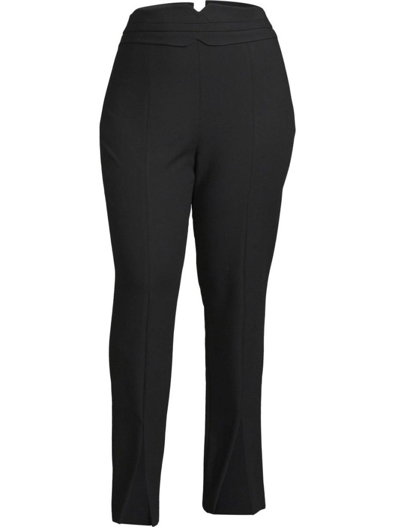 Black Plus Size Tailored Compact Stretch Split Hem Straight Pants Women Karen Millen Tailoring - Image 4