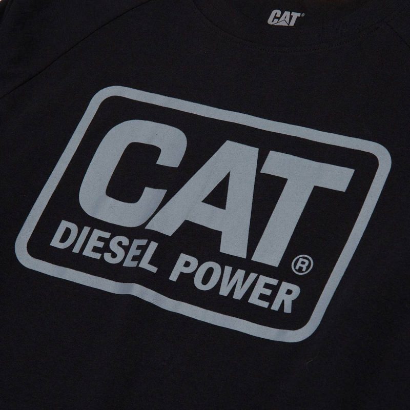 Black Tops & Outerwear Men Men's Cat Diesel Power Long Sleeve Tee - Image 2