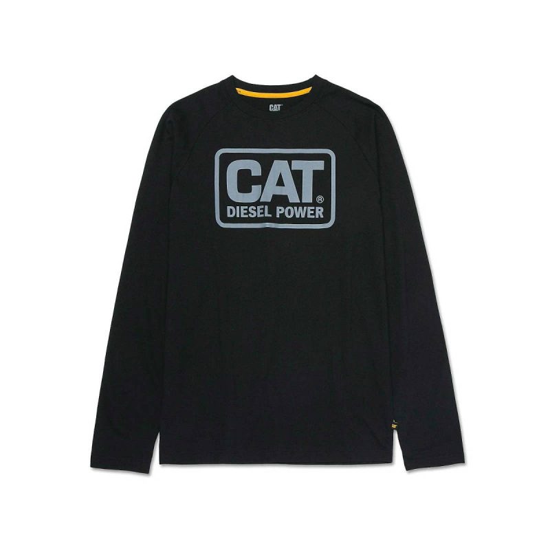 Black Tops & Outerwear Men Men's Cat Diesel Power Long Sleeve Tee