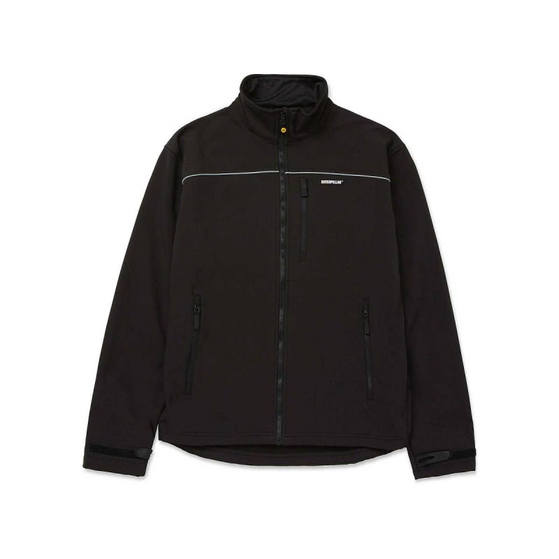 Black Waterproof Men Cat Men's Soft Shell Jacket - Image 3