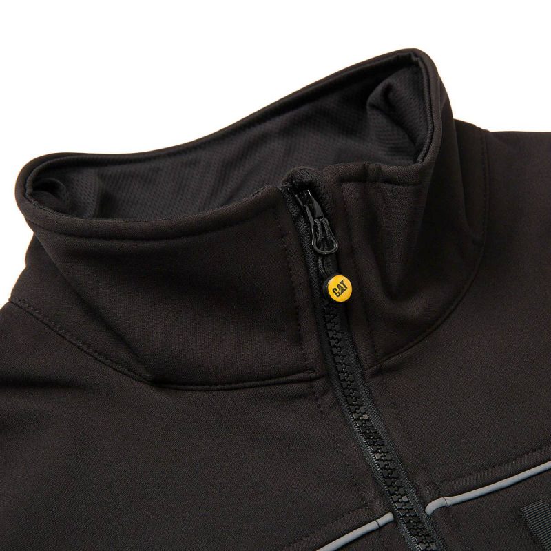 Black Waterproof Men Cat Men's Soft Shell Jacket - Image 4