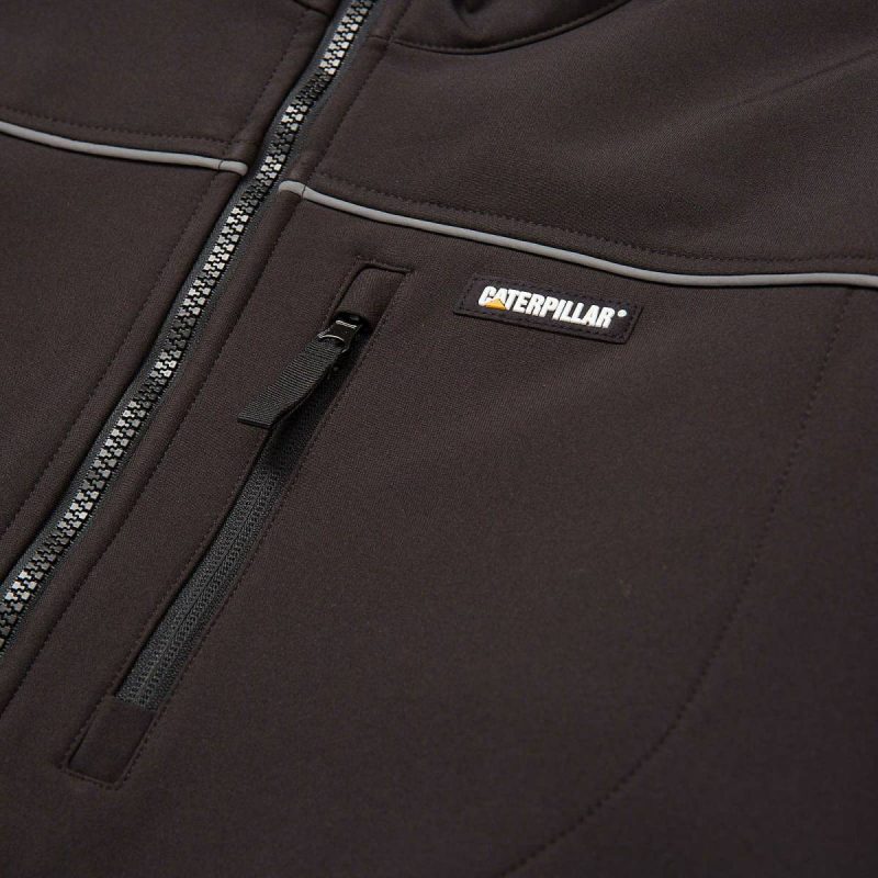 Black Waterproof Men Cat Men's Soft Shell Jacket - Image 5