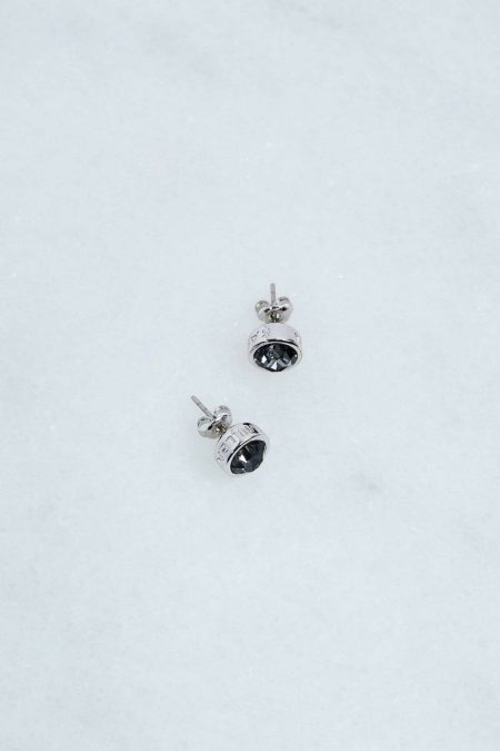 Black Women Karen Millen Jewelry Hand Set European Crystal Solitaire Stud Earrings