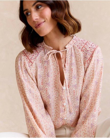 Blouses And Shirts Polín Et Moi Salmon Caroli Detail Shirt Women