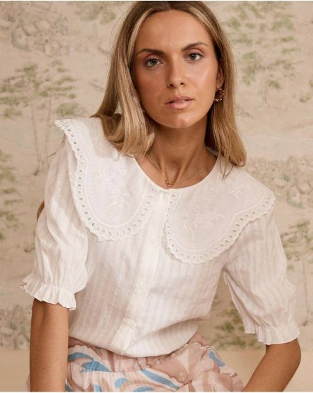 Blouses And Shirts Polín Et Moi Women White Simona Collar Blouse