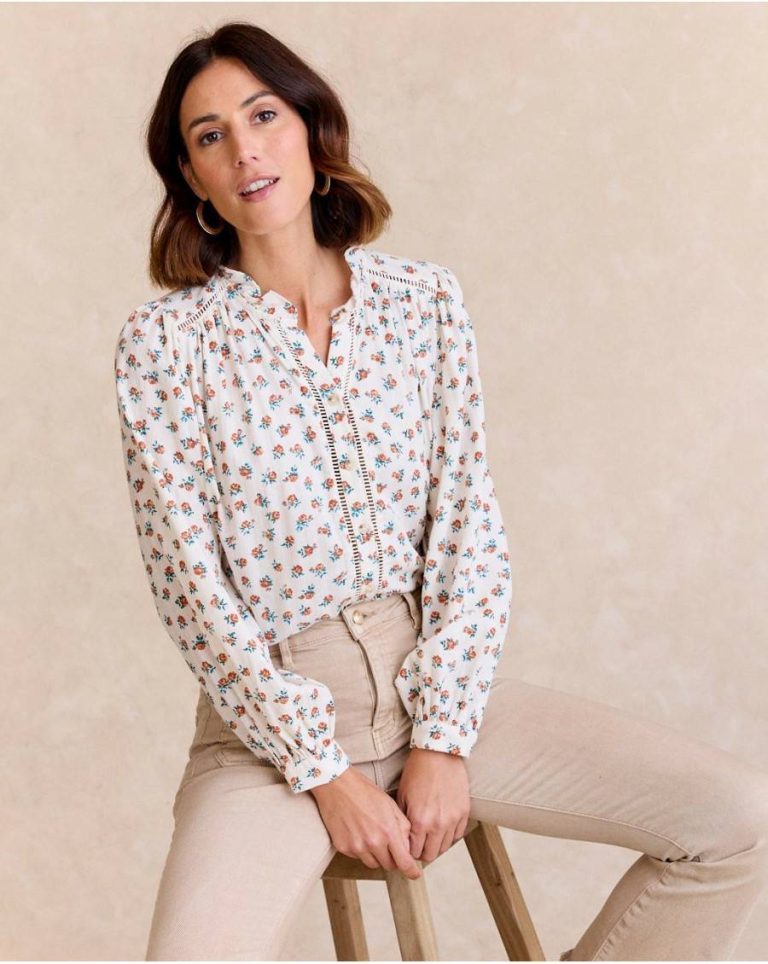 Blouses And Shirts Raw Ecru Flower Shirt Women Polín Et Moi - Image 3