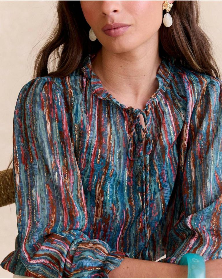 Blouses And Shirts Women Green Forest Polín Et Moi Veronica Ruffle Blouse - Image 3