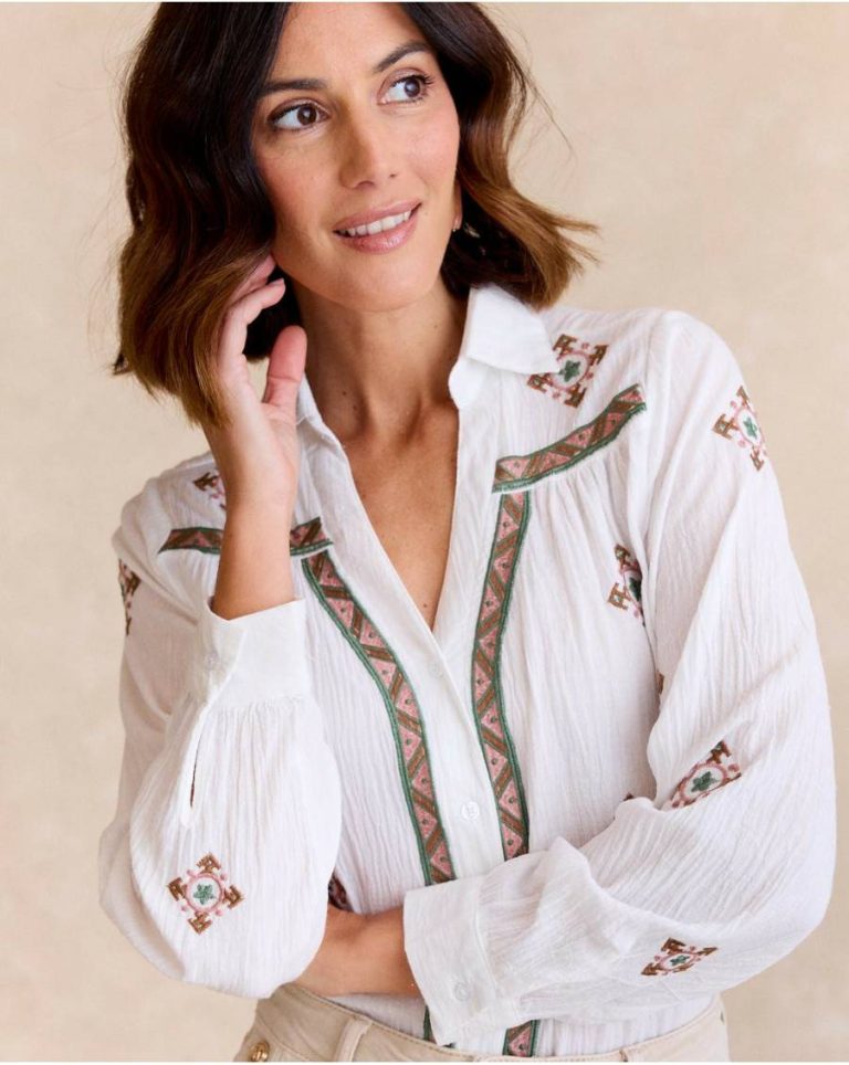 Blouses And Shirts Women Pandora Ethnic Shirt Polín Et Moi White - Image 2